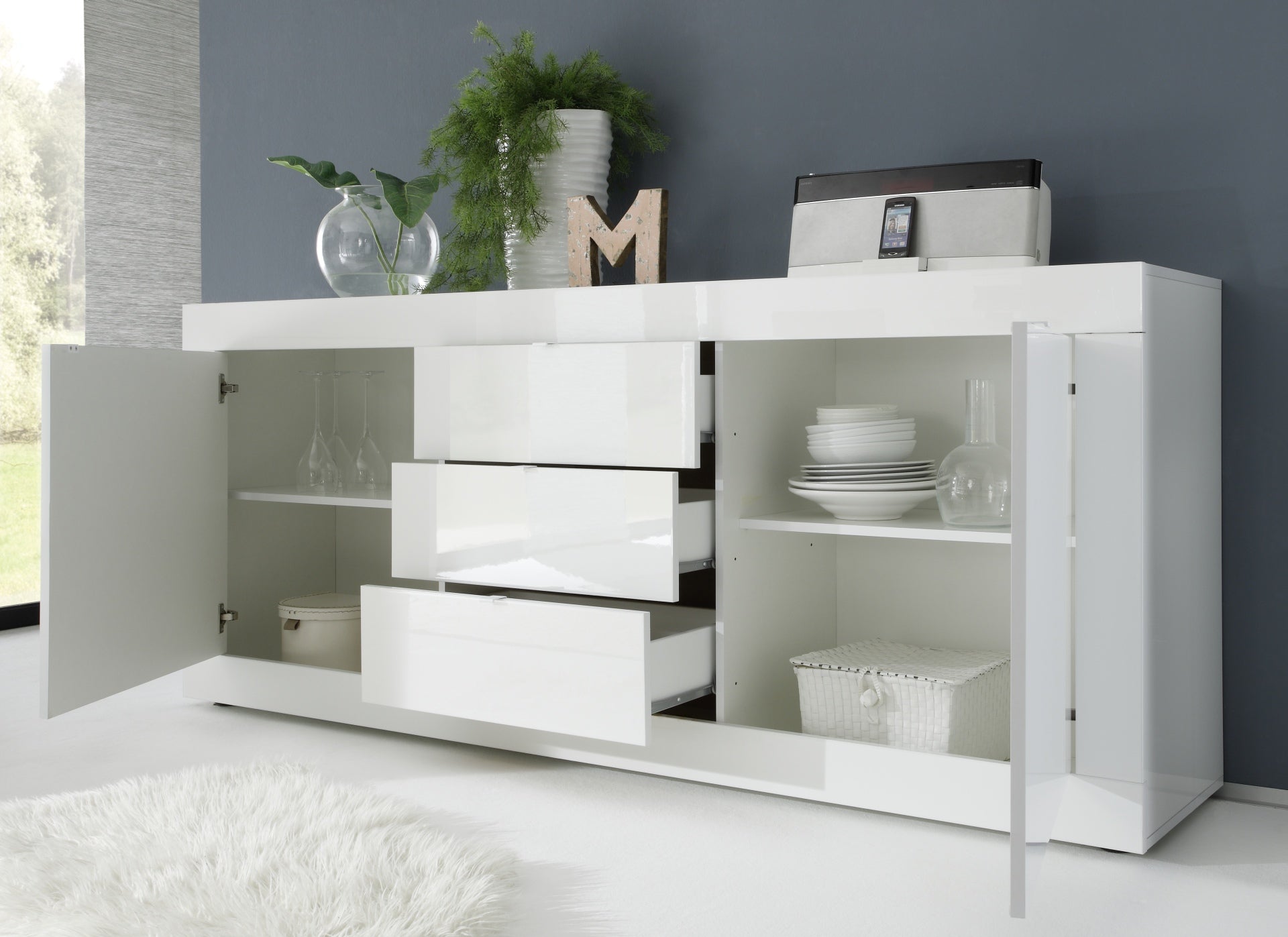 BASIC, buffet 2 portes 3 tiroirs