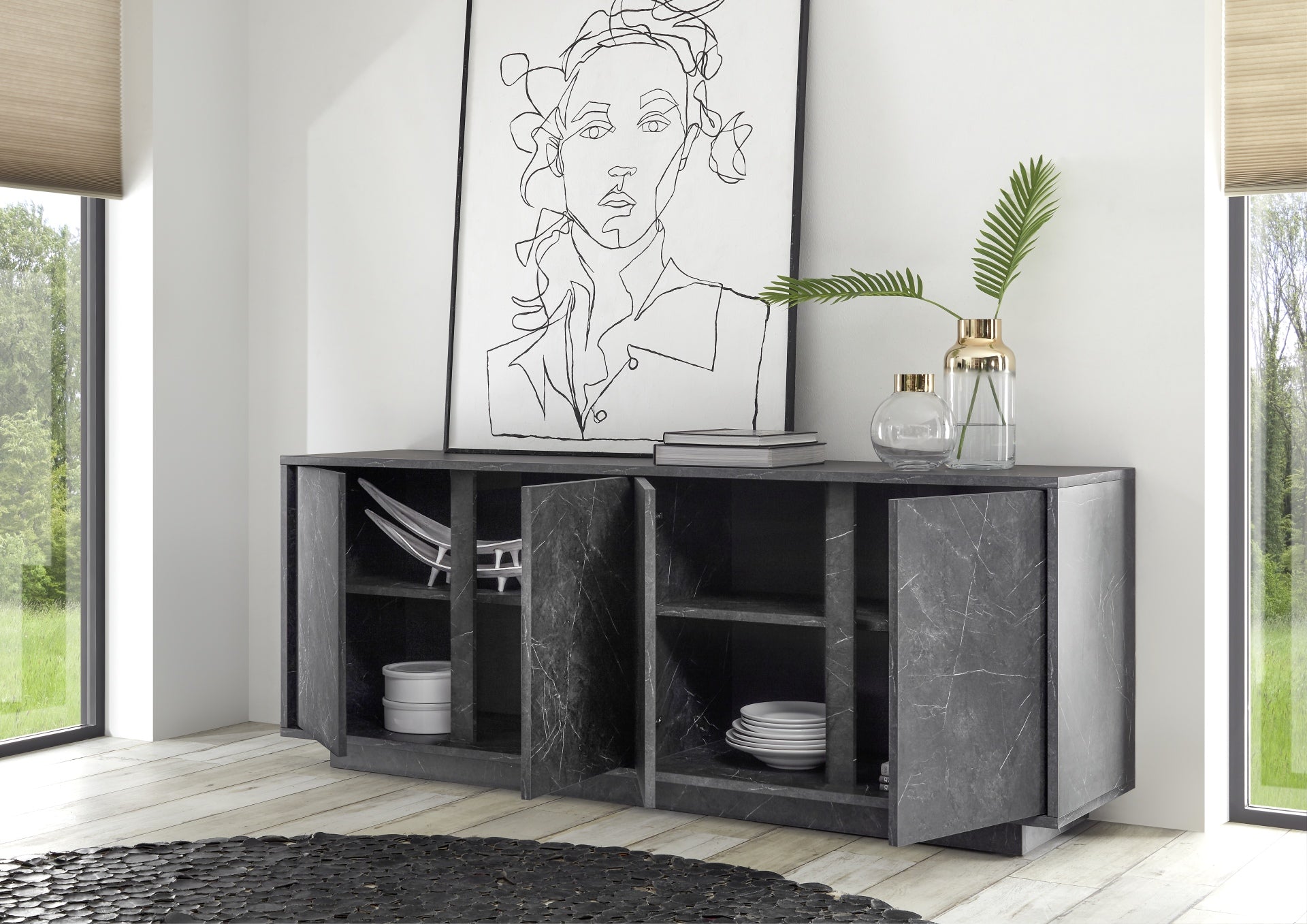 CARRARA, buffet 4 portes