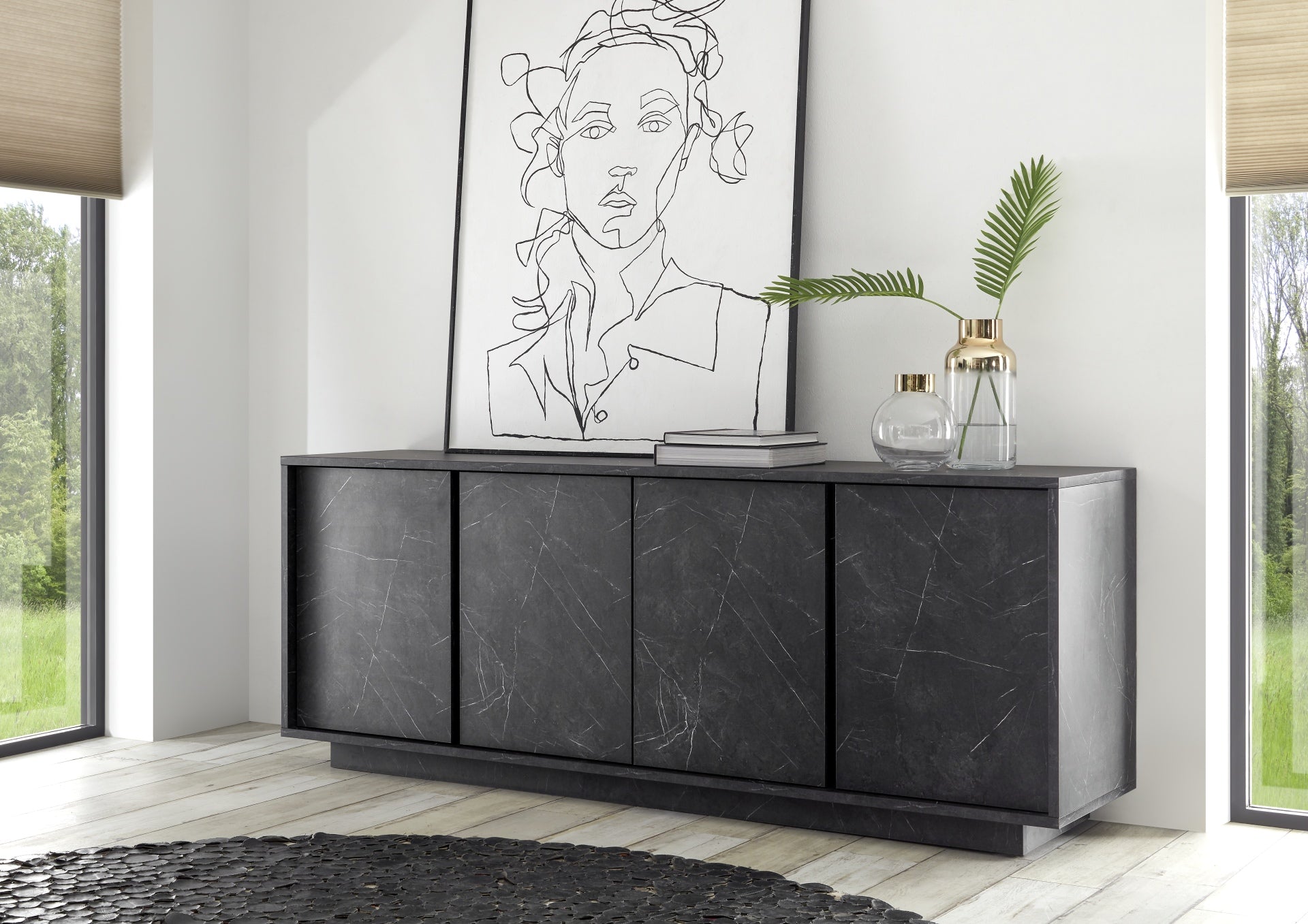 CARRARA, buffet 4 portes