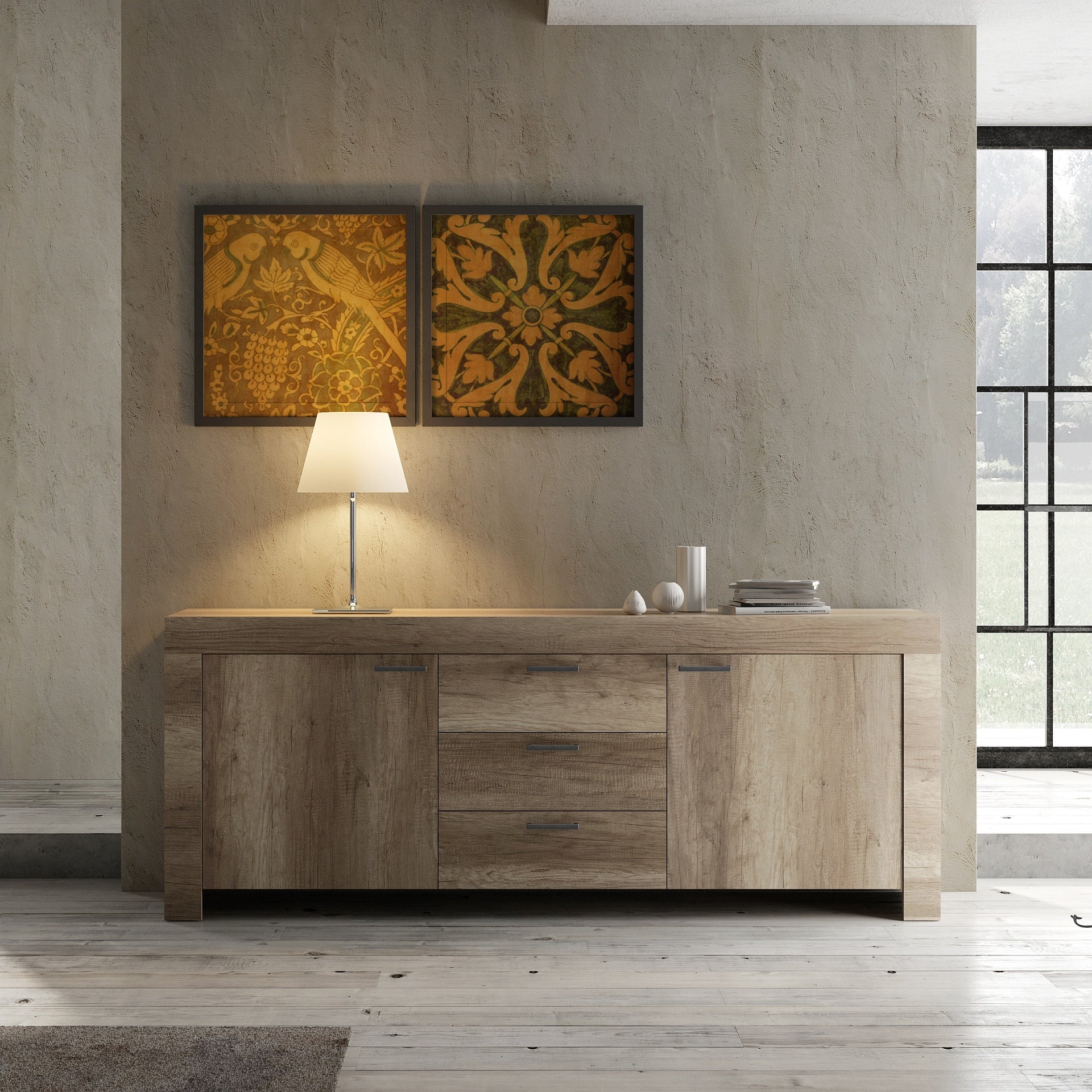 LAND, buffet 2 portes / 3 tiroirs