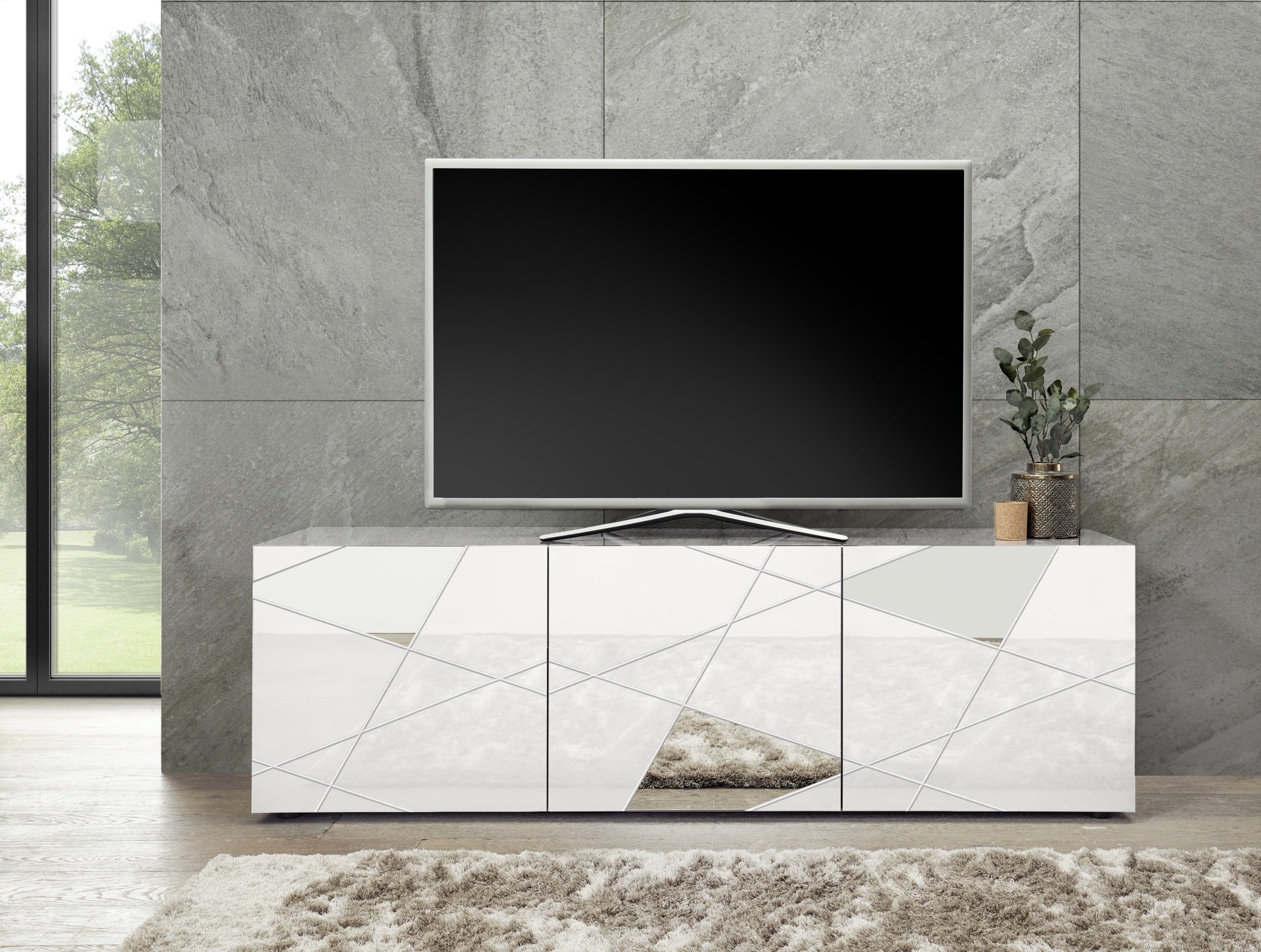 coloris_blanc laqué avec sérigraphie et miroir